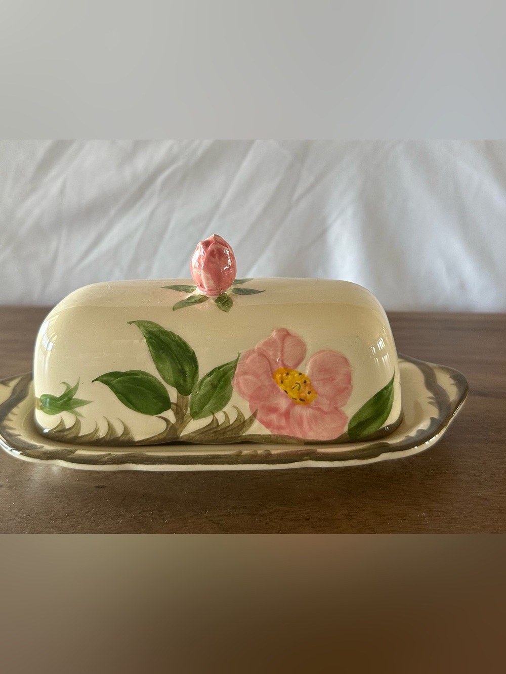 Franciscan Desert Rose Covered Butter Dish Vintage USA 7.75”